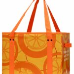 A orange and yellow reusable collapsible box.
