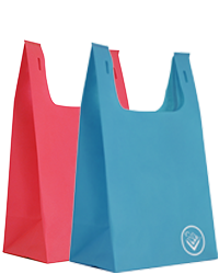 Red and blue t-shirt bags