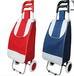 Red and blue trolleys
