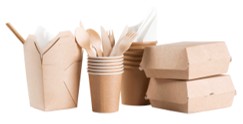 Eco-friendly paper take out boxes, cups, and cutlery
